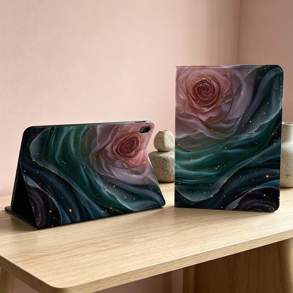 Art Pink Floral Design Soft For iPad Pro Air mini 7 6 5 4 3 2 1 9gen M5 M4 11th 10th A17 Pro A16 Inch Tablet Case