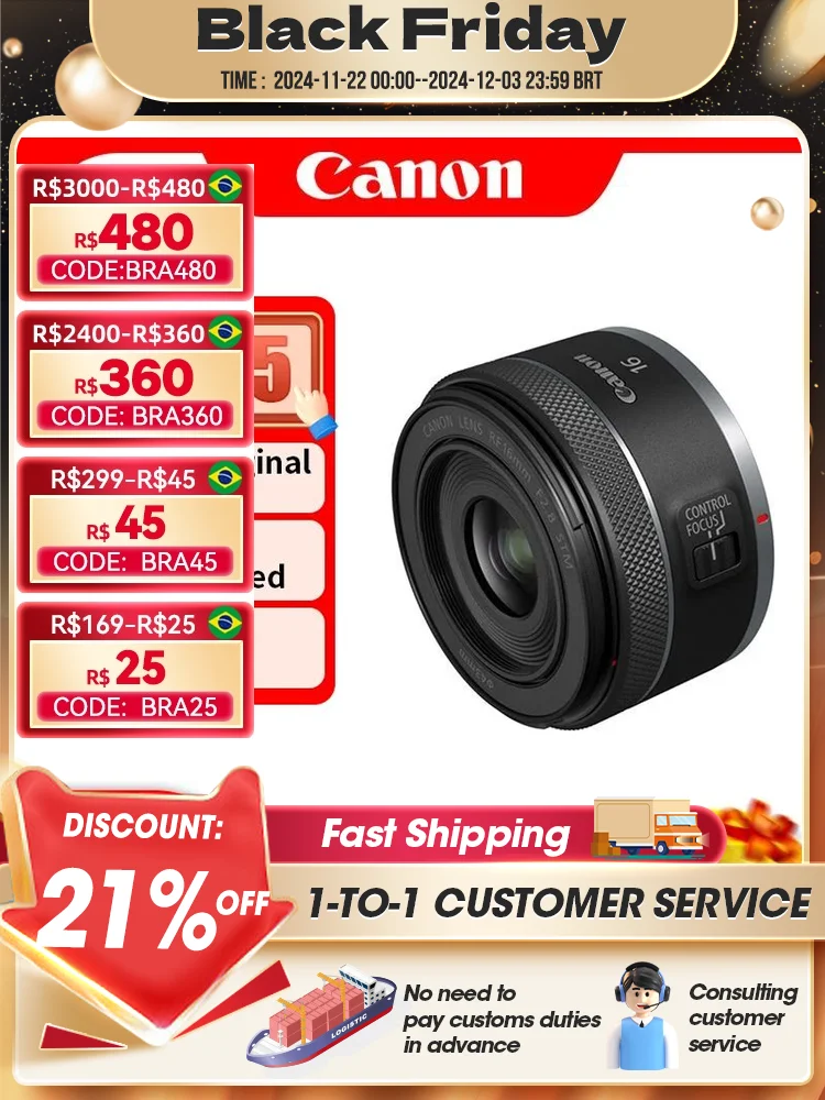 Canon RF16 MM F2.8 STM Lens Full Frame Mirrorless Camera Lens Wide-Angle Autofocus Prime Lens For RP R5 R6 Portrait Animal Lens