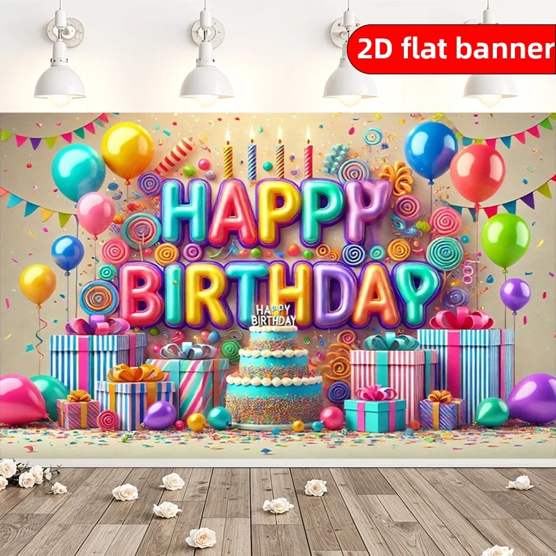 2D Hintergrundstoff Happy Birthday Szenen-Party-Dekoration Polyester Hintergrund-Dekorationsbanner