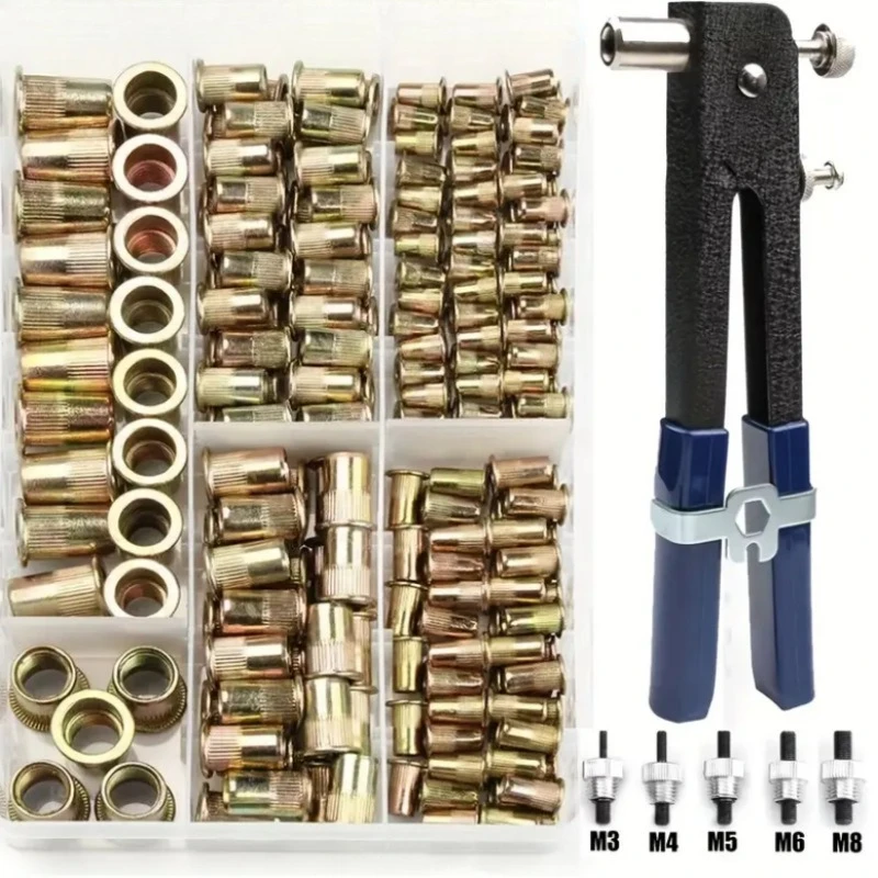 

Набор вытяжных гаек (заклепок) 175 шт. в коробке, оцинкованные, цветные, с плоской головкой, тип «колонна», M3/4/5/6/8/10