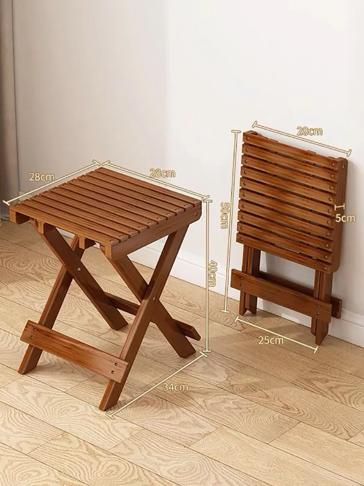 Taburete de bambú portátil plegable multifuncional para niños, taburetes bajos, minimalismo moderno, muebles de sala de estar resistentes y duraderos