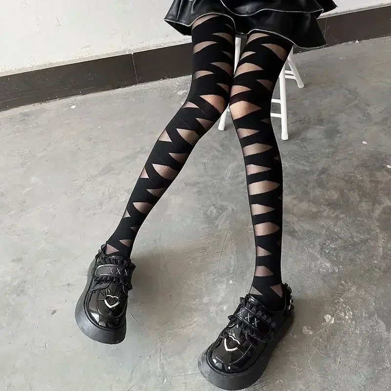 Goth Lolita Cosplay Bandage Design weiche Samt Strumpfhose Frauen sexy Cross Strap Bottom Strümpfe Kostüme Punk JK süße Mädchen Strumpfwaren