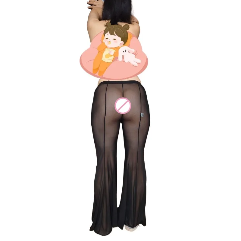 Pantalon de Lingerie Transparent pour femmes, Costume de jeu de rôle Transparent, aventure en plein air, maille transparente, dentelle séduisante