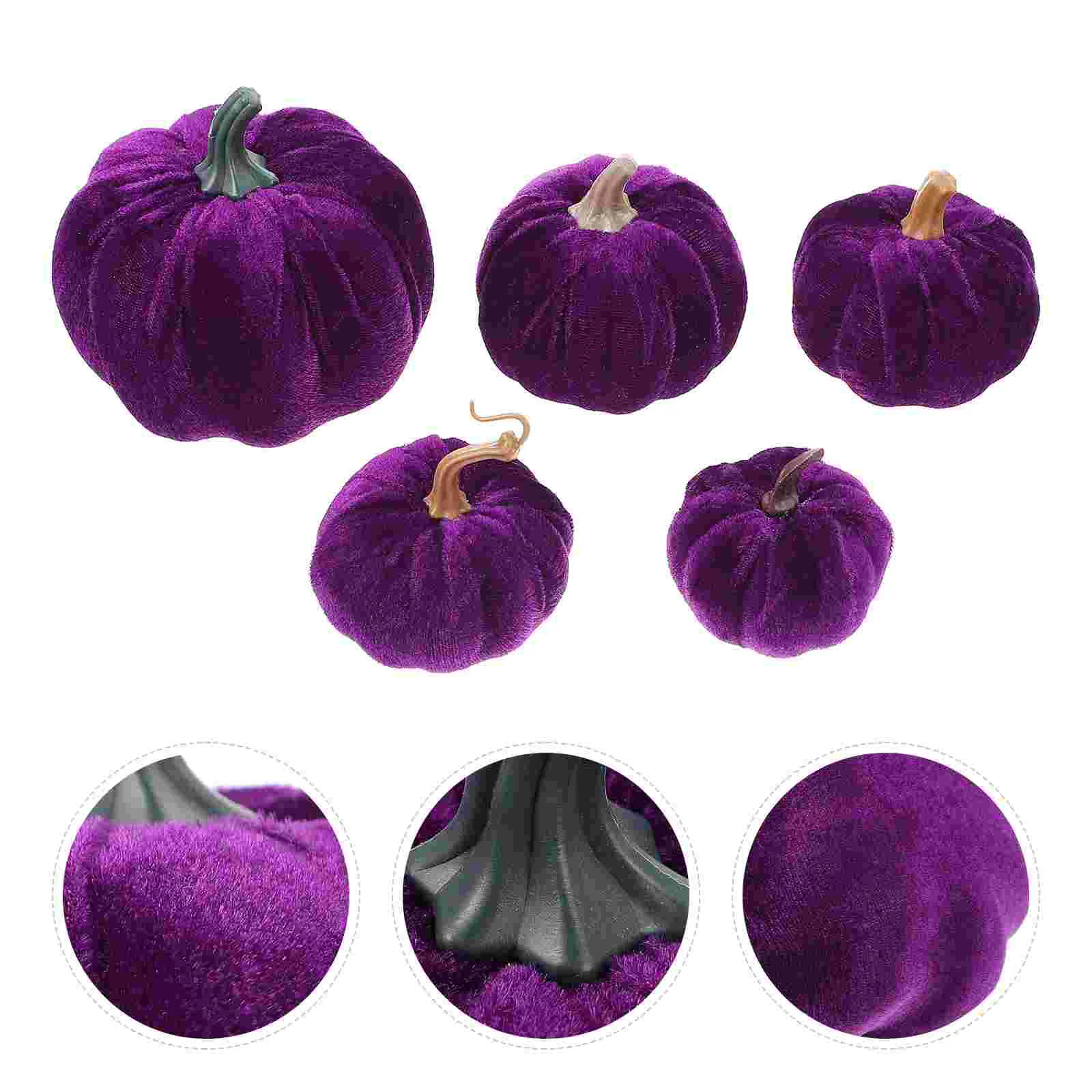 5 Pcs Flannel Foam Pumpkin for Halloween Thanksgiving Fake Simulation Mini Ornament Party Photo Prop