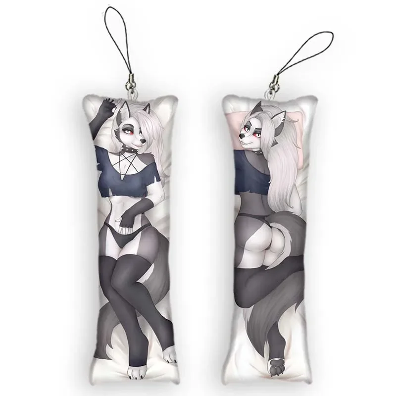 Cute Small Pillow Pendant Mini Furry Dakimakura Keychain Double-Sided Print Hanging Ornament Backpack Decor