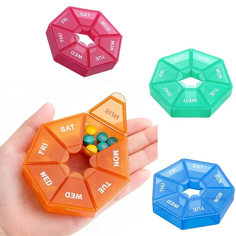 1-6pc 7Days Pill Storage Box Mini Travel Portable Medicines Dispenser Box Multifunction Plastic Sealer Box Pill Bottle Pill Case