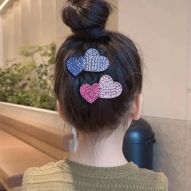 1 Stück Neue, bezaubernde Prinzessinnen-Haarspangen mit doppeltem Herz für Mädchen, Kinder-Haarschmuck, Haarklammern, BB-Haarspangen, Haaraccessoires – Detail 3