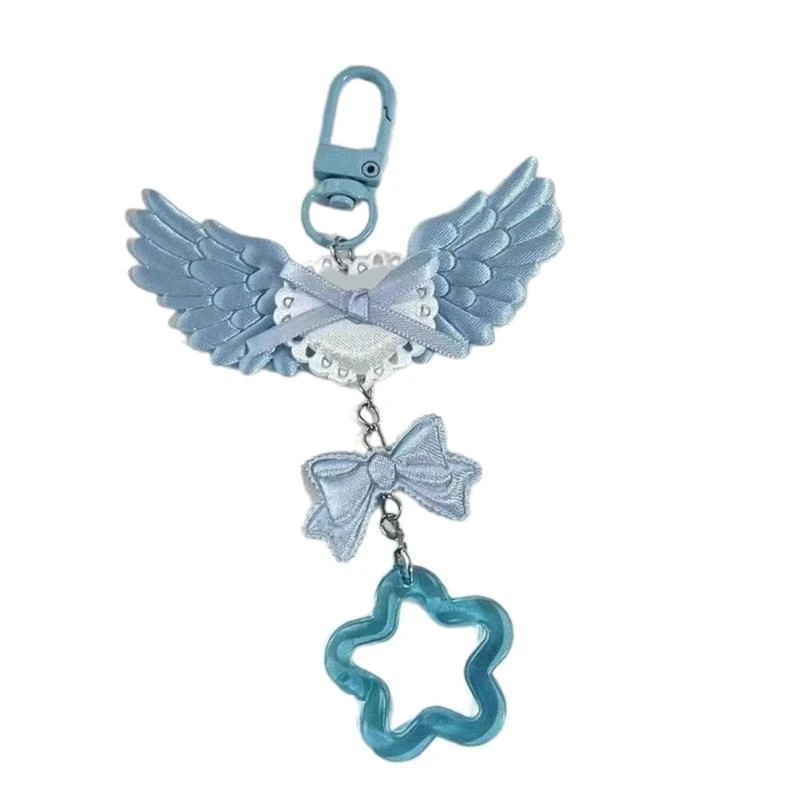 

652F Bowknot Star Bear Keychain Decorations Keyring Ornament Backpack Handbag Charm Pendant Gift for Girls Women
