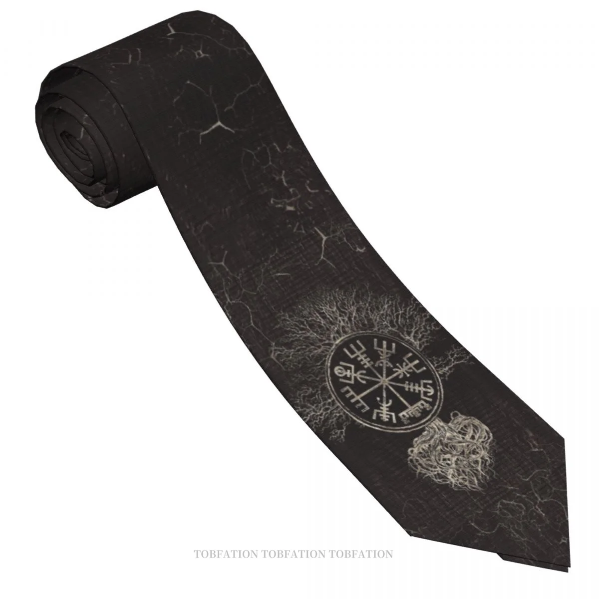 Viking Vegvisir And Tree Of Life Men Ties 3D Printed Hip-Hop Street Business Wedding Party Shirt Accessories