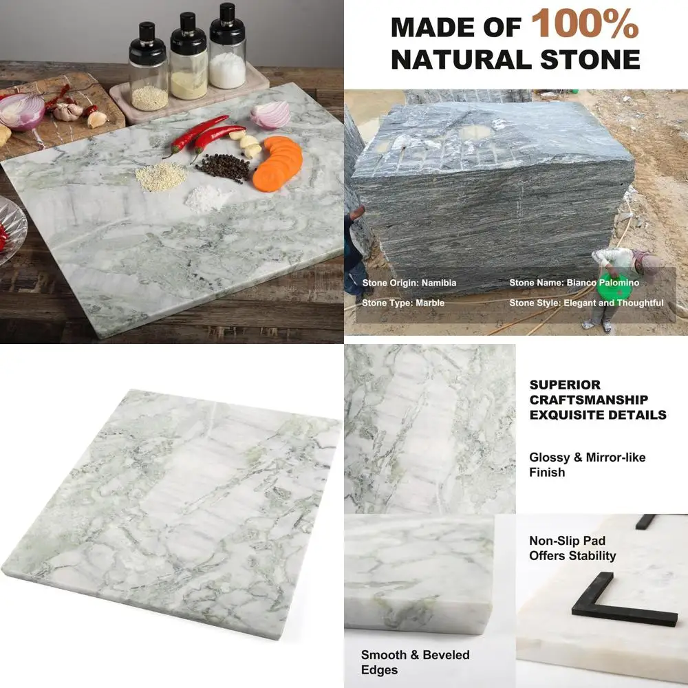 

Large Handcrafted African Marble Cutting Board, 16x20 inches - Ideal for Cheese, Charcuterie, Pastry, Wedding and Housewarming G