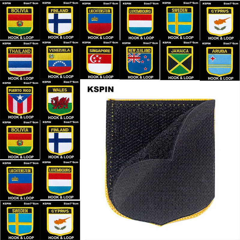 7*6cm HOOK & LOOP Shield Shape Iron on Embroidery Patches Saw on Transfer Patches Sewing Applications for Clothes Back Pack 