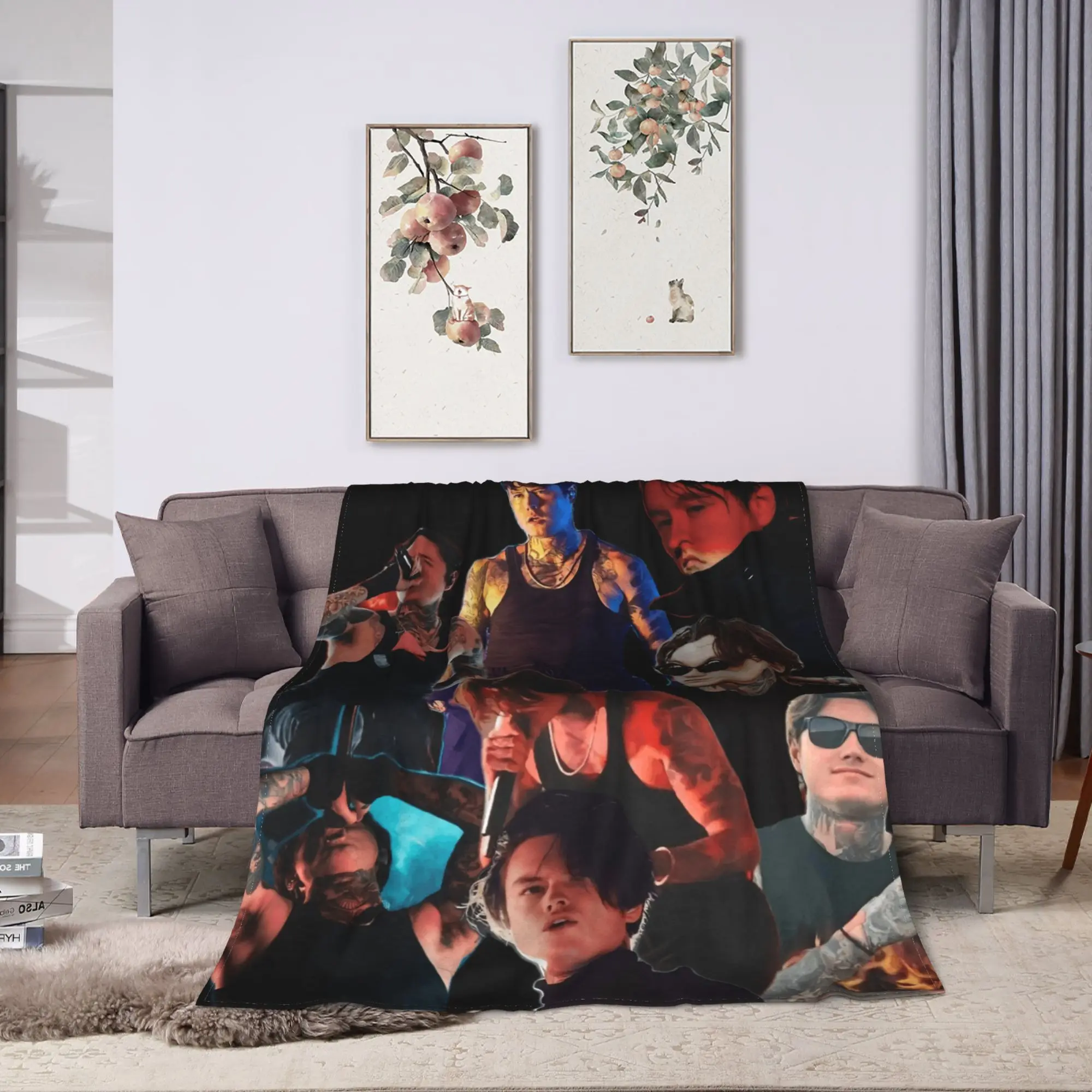 Super Warm Blankets Camping singer Noah Sebastian Music Throw Blanket  Flannel Bedspread For Couch Chair Sofa Bed Sofa Bed Cover