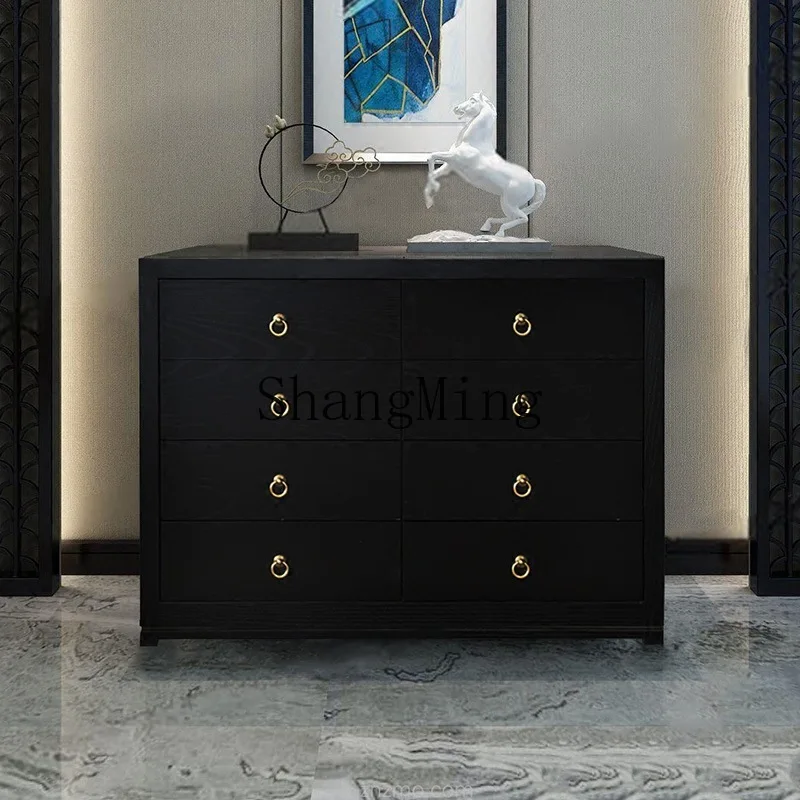 

CL New Chinese Style Factory Five-Drawer Cabinet Solid Wood Storage Cabinet Model Room Living Room Decorative Hallway Cabinet