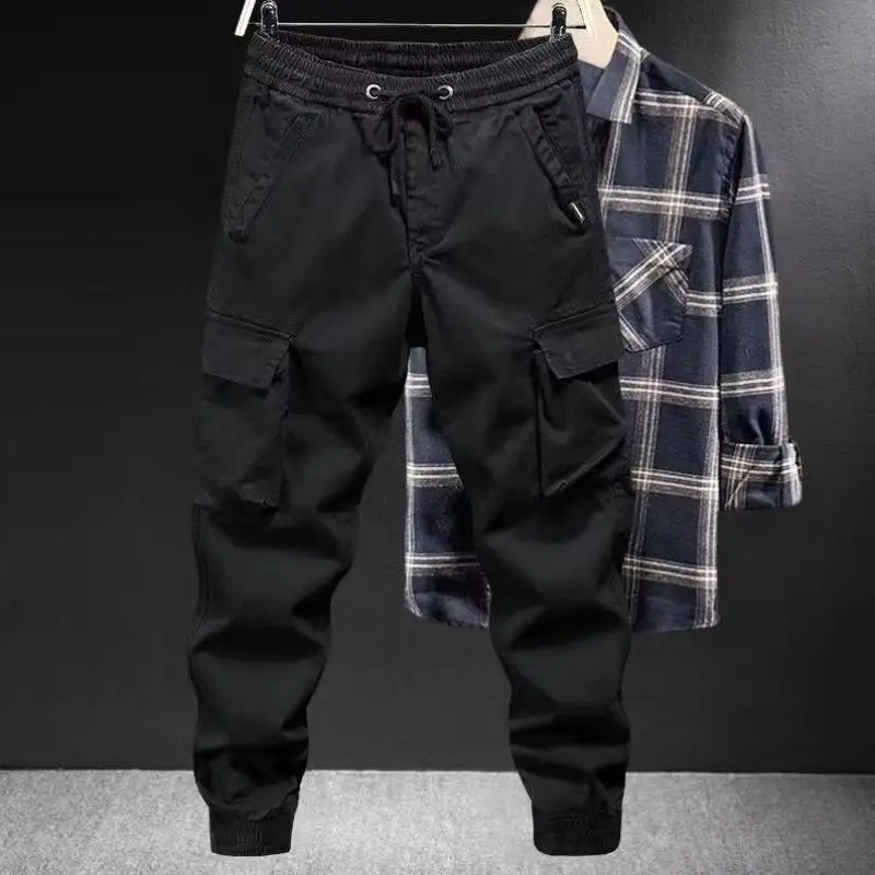 

Men's Casual Trousers Wear Resistant Elastic Ankle Binding Straight Leg PVC Fabric Neutral Sle Winter Collection