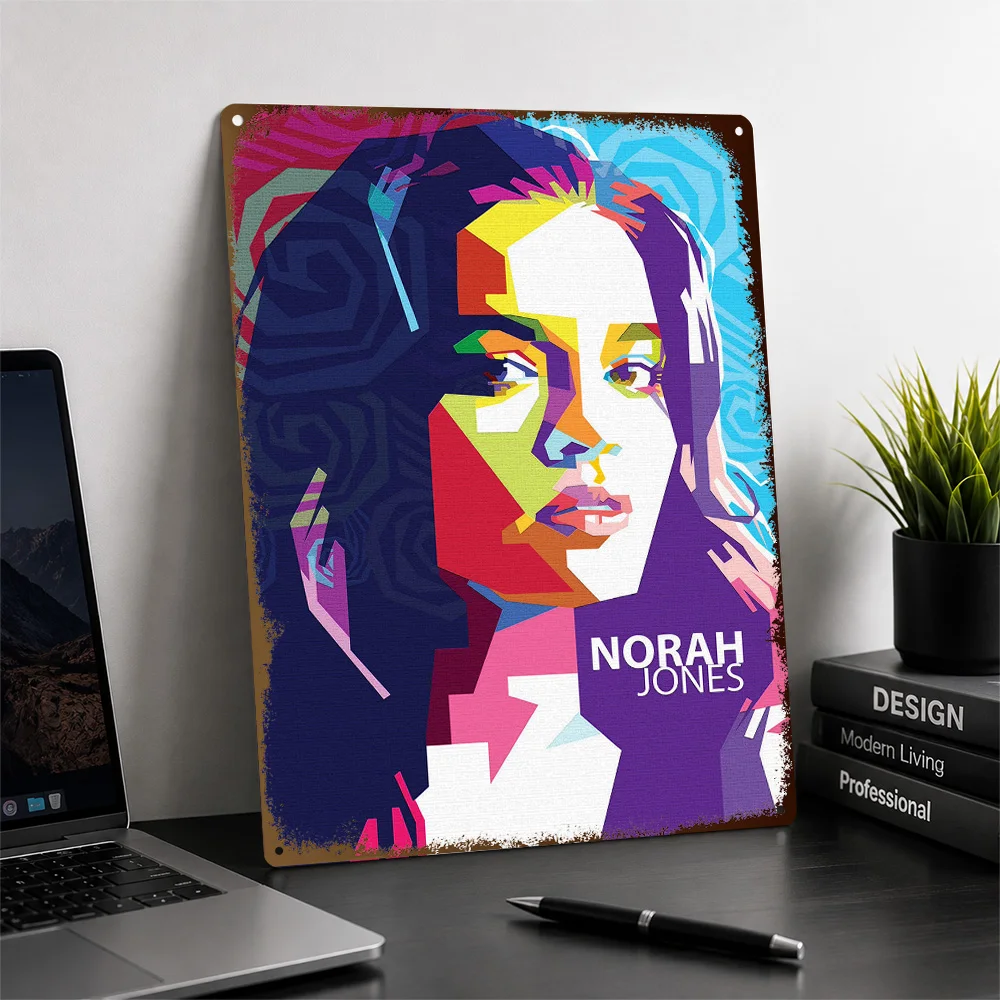 Norah Jones Aluminum Poster Customized Metal Sign Striking Elegant Singer Wall Art Belongs In Jazz Corners And Collector Rooms