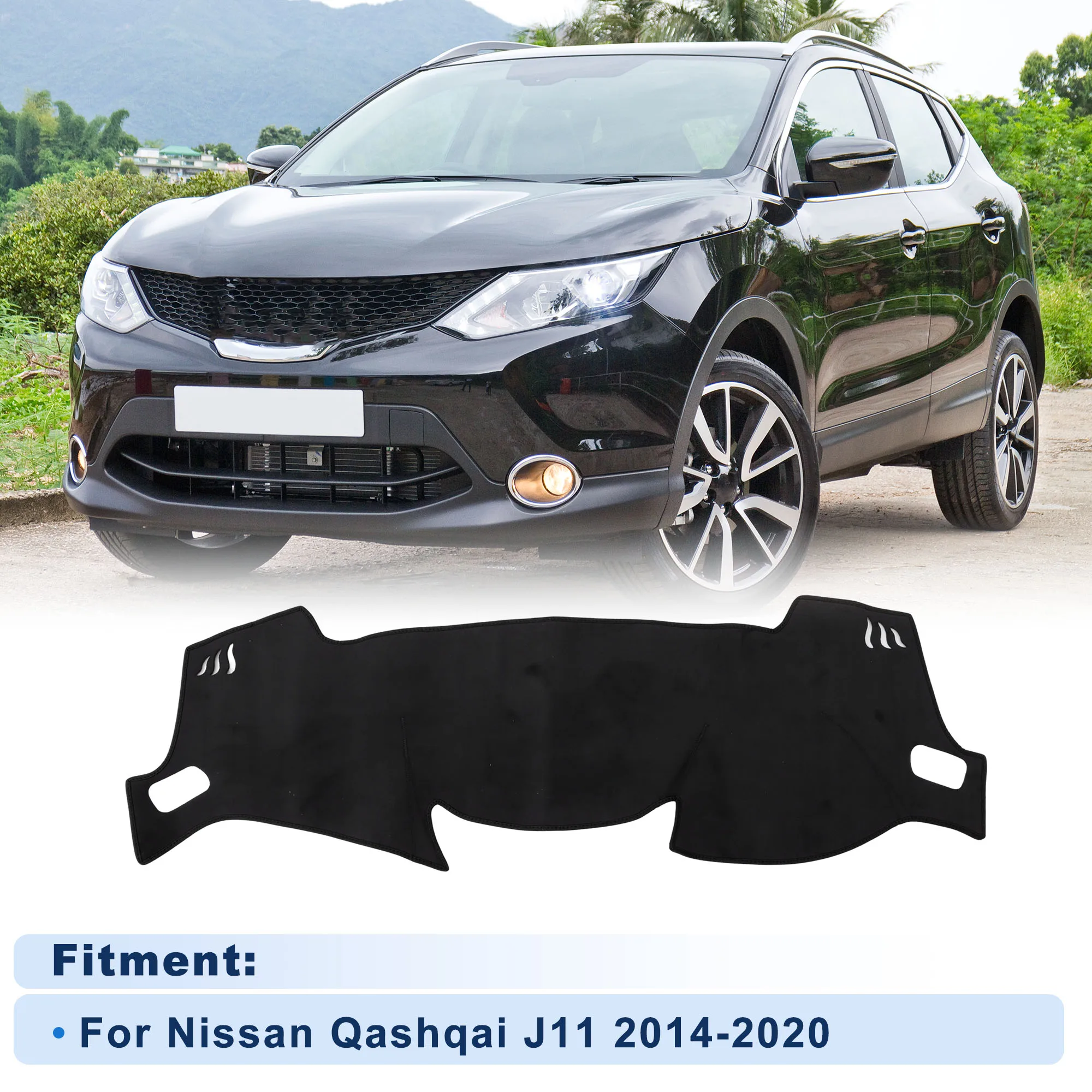 

Чехол на приборную панель UXCELL для Nissan Qashqai J11 2014-2020 без HUD, фланелевый, черный, 1 комплект