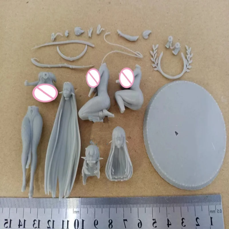 Figura de resina a escala 1/24, conjunto de elfo de tres piezas, hermanas Nsfw, Kit de modelo de ensamblaje DIY, juguete de escultura sin montar y sin pintar