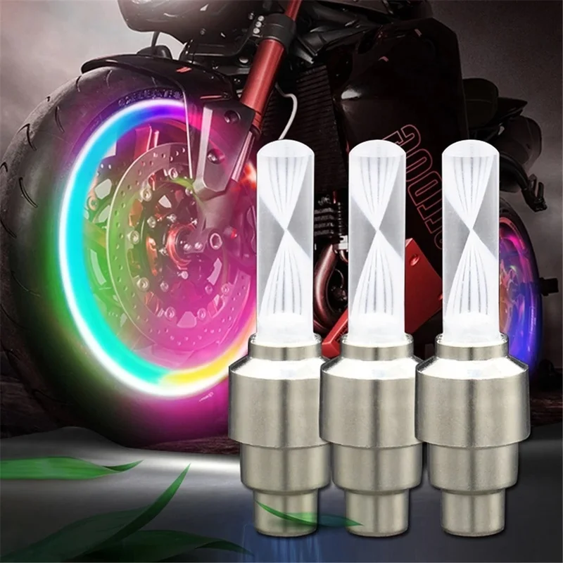 2Pcs/Pair LED Bike Wheel Lights Car Tire Valve Stems Caps Bicycle Motorcycle Tyre Spoke Flash Lights Cool Reflector Accessories