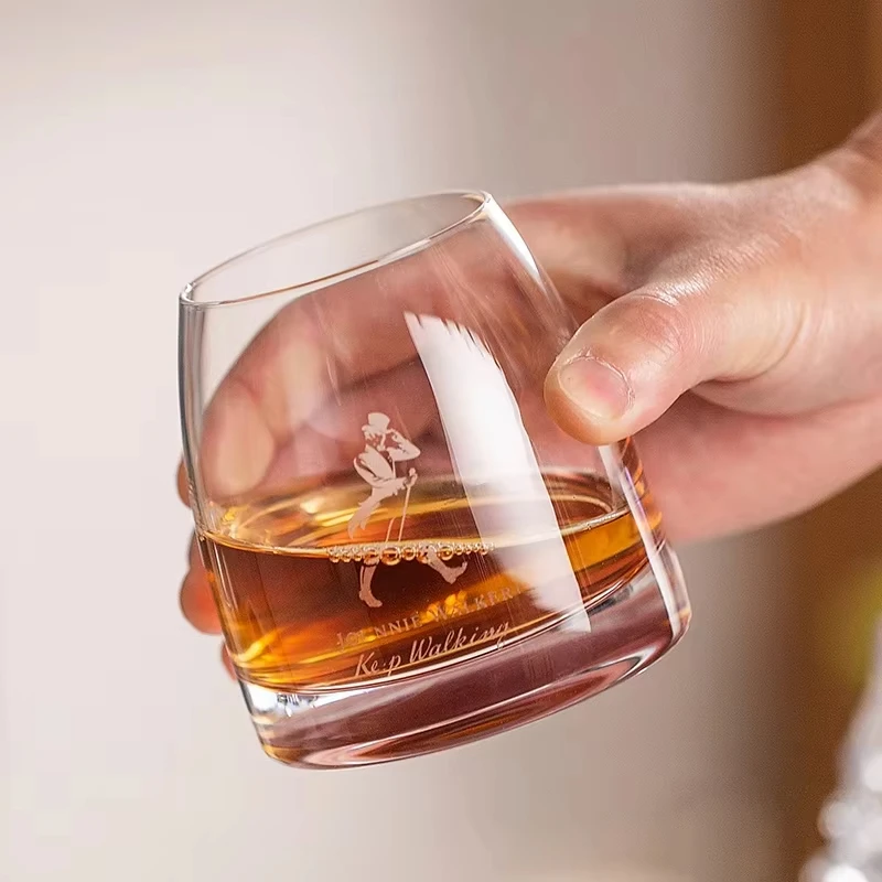 Johnny Walker Classic Heavy Base Rocks Glass Set (2pc) | Luxury 10oz Tumblers 4 Johnnie Walker Whiskey Glasses Set of 2, 10 OZ Whiskey Glasses, Rocks Glasses for Scotch, Liquor Vodka, Bourbon, Whiskey Gifts 2