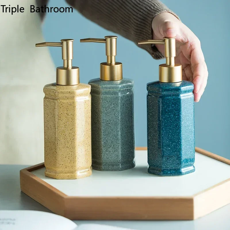 1pc Ceramic Empty Pump Bottle Wristband Dispenser Household Bathroom Accessories Toilet Shower Gel Shampoo Dispensing Bottle