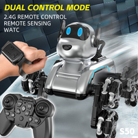 New S50 RC Eight-wheeled Stunts Mechanical Dog Gesture Induction Climbing Deformation Machine Dog Electric Pet Dog Boy Toy Gifts