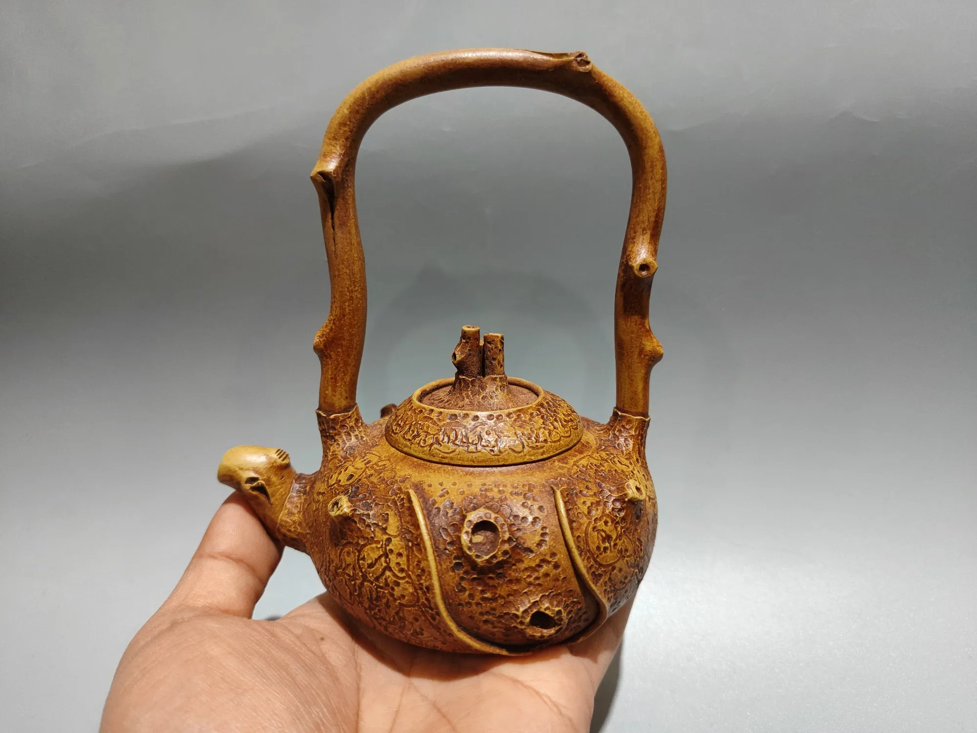 Teapot Purple Clay Pot Tree root texture tree stump Teapot with Overhead Handle Teapot Kettle Tasting tea ceremony