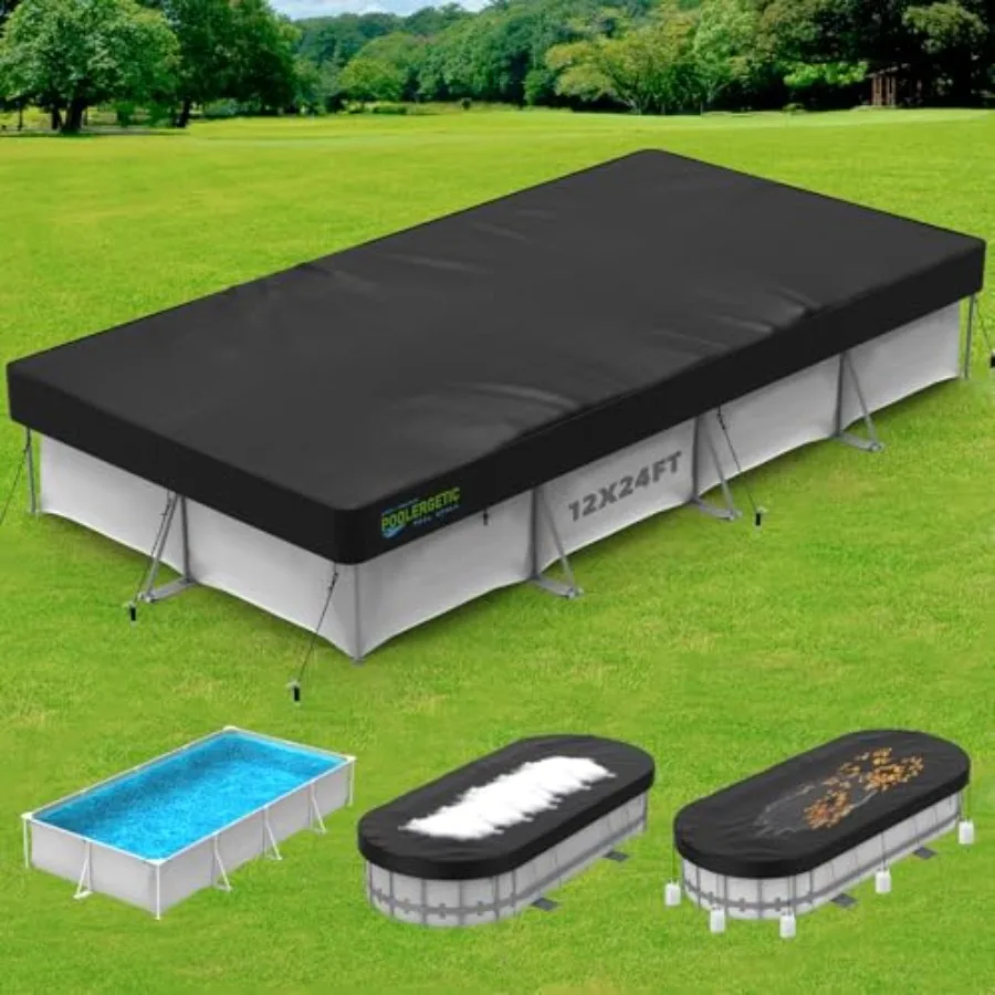 

Above Ground Pool Cover for 12x24 FT Rectangular Pools, Heavy-Duty PVC Solar Cover in Blue, Waterproof Dustproof Winter Protect