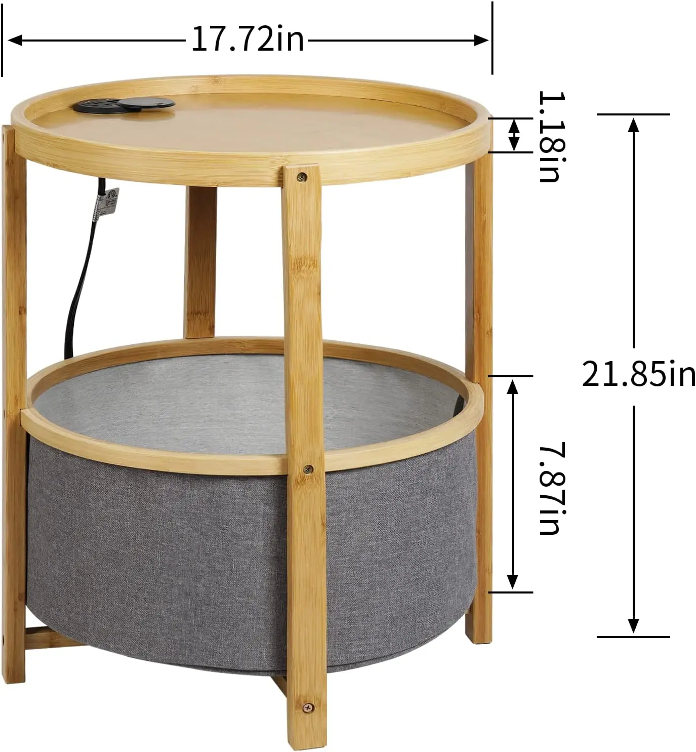 ！@Combohome Modern Style Custom Bamboo Round Coffee Side Table with Storage End Table Nightstand for Home and Office