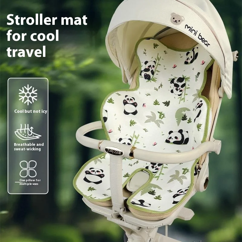 

Baby Stroller Cooling Pad - Bamboo & Ice Silk Summer Mat for Pushchairs High Chairs 3-in-1 Breathable Design