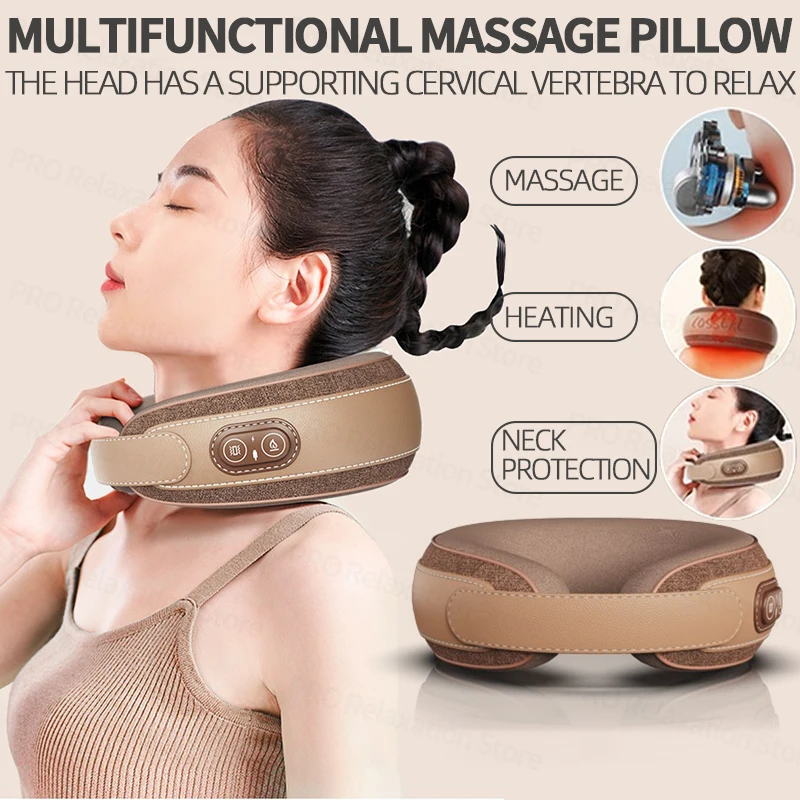 Almohada en forma de U para protección de cuello y cervicales, masajeador de viaje para siesta, Masaje Shiatsu, Camilla relajante