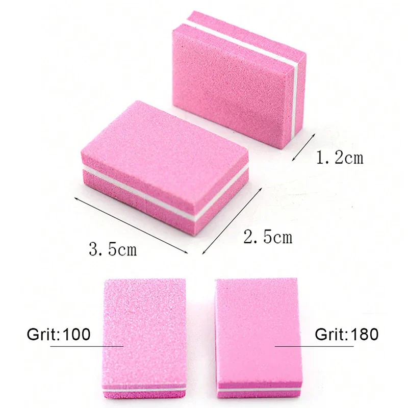 File Manicure Tips Care Professional Mini Nails Art 50Pcsbuffer 100/180 Sandpaper File Sanding Polishing Accessories Tools