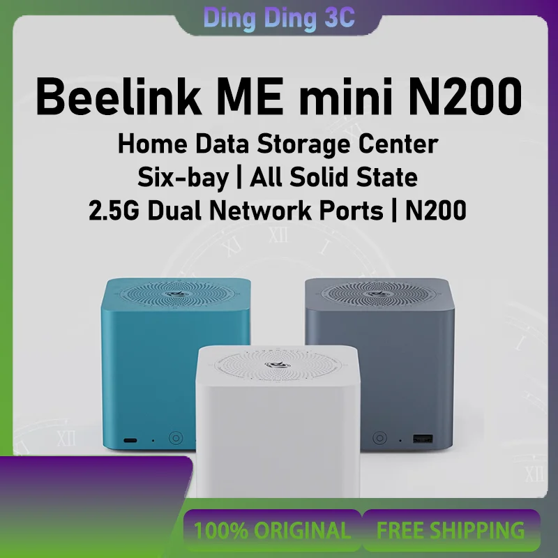 Beelink Me Mini N200 Intel Six-Slot Nas Network Storage Ультра-тихий частный облачный домашний накопитель Двойной 2,5 г Мягкая маршрутизация Мини-ПК
