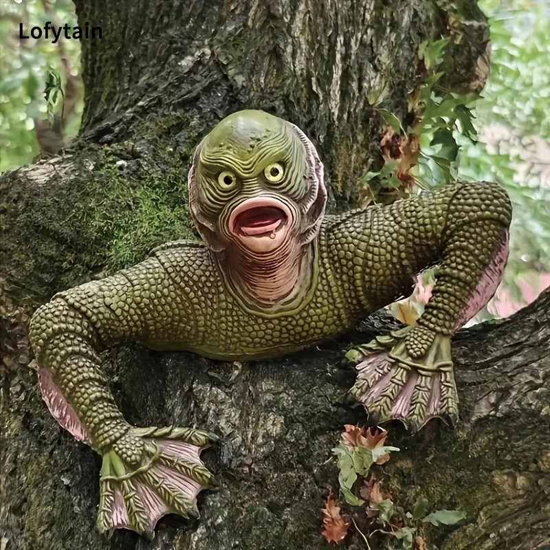 Creature from the Black Lagoon Grave Figure Model Cosplay Lizard Man Monster Room Outdoors Decoration Halloween Kids Gifts Props