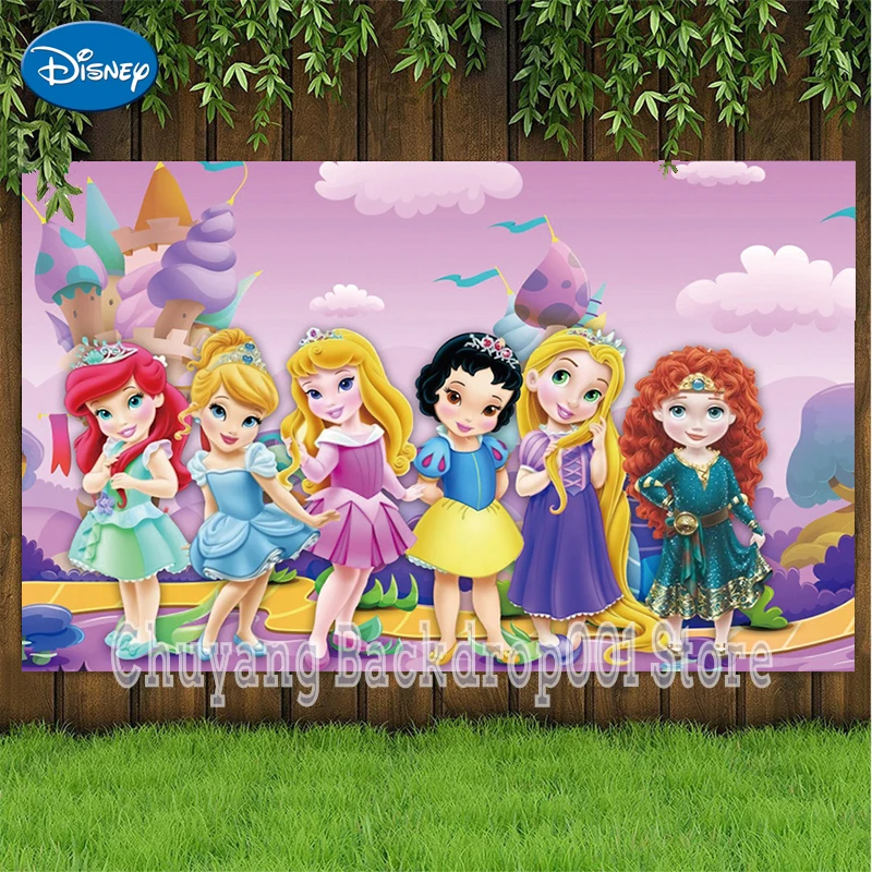 Disney Snow White Bell Photography Background Backdrop Cartoon Baby Girl Princess Birthday Party Banner Decoration Photo Shoot