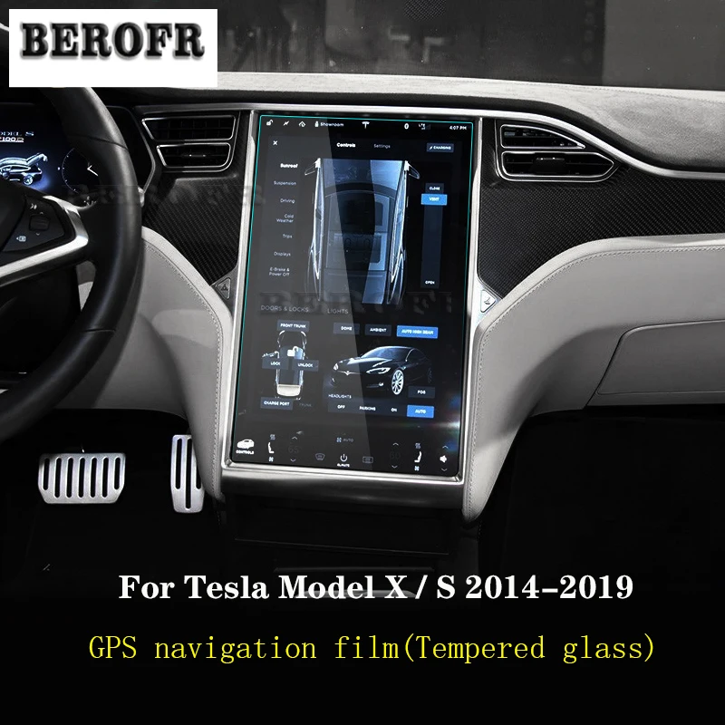 Nawigacja samochodowa GPS ekran LCD z folią ochronna folia ze szkła hartowanego dekoracja zapobiegająca zarysowaniom 17 Cal dla Tesla Model S