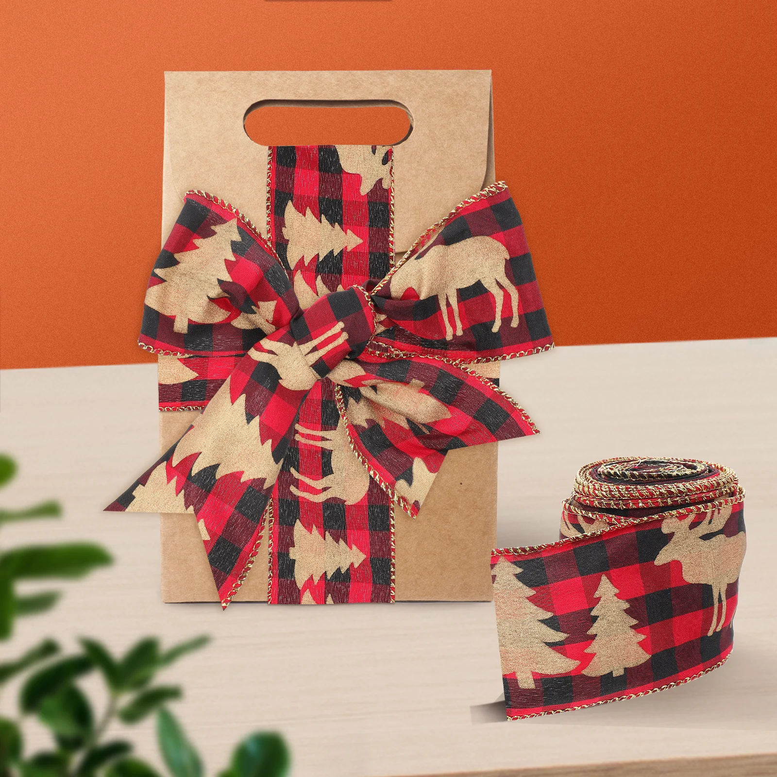 

Christmas Ribbon for DIY Crafts Wired Garland Tree Decorations Packing Supplies Holiday Projects Smooth Texture Bright Colors