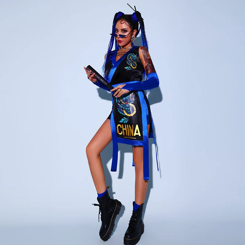 2025 Nieuwe Jazzdans Kostuums Voor Vrouwen Groep Street Dance Wear Moderne Hip Hop Chinese Stijl Prestaties Stadium Kleding DQS 7446
