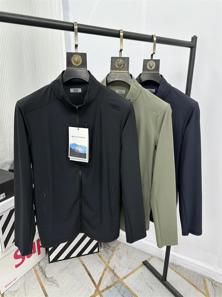 

Qui Dry High Elastic Cycling Jaet Men's Outdoor Simple Match Woven Thin Jaet Autumn Sports Top Zipper Closure Long Sve