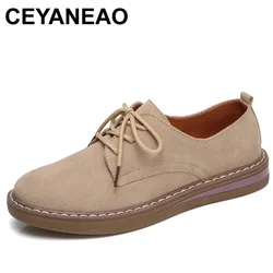 CEYANEAOCow Scarpe basse da donna in pelle scamosciata oxford Scarpe da ginnastica da donna primaverili Mocassini Scarpe casual Mocassino Taglie forti Scarpe da barca autunnali