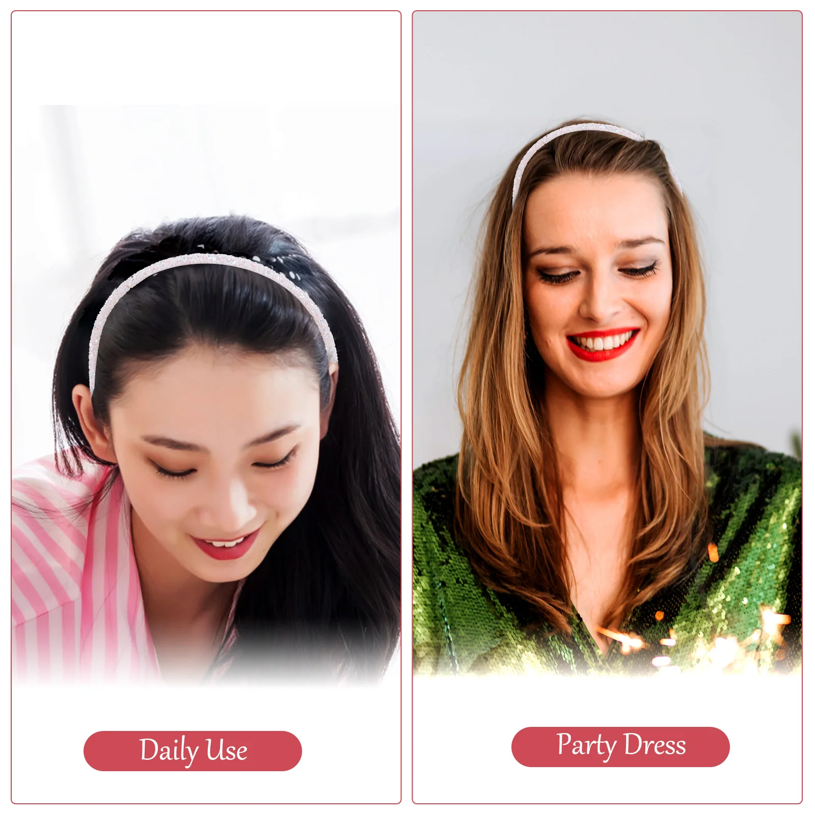 

Thin Glitter Headband for Women Statement Jewelry Piece Easy to Wear Versatile Style Headbands for Women Glitter Headband