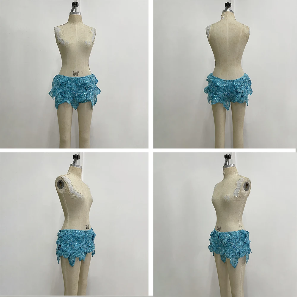 YOUR BUMP CURVE 2026 NEW Embroidered 3D Flower Sexy Cocktail-Style mini Hot Pants Featuring Embellishments Sequins Zippered