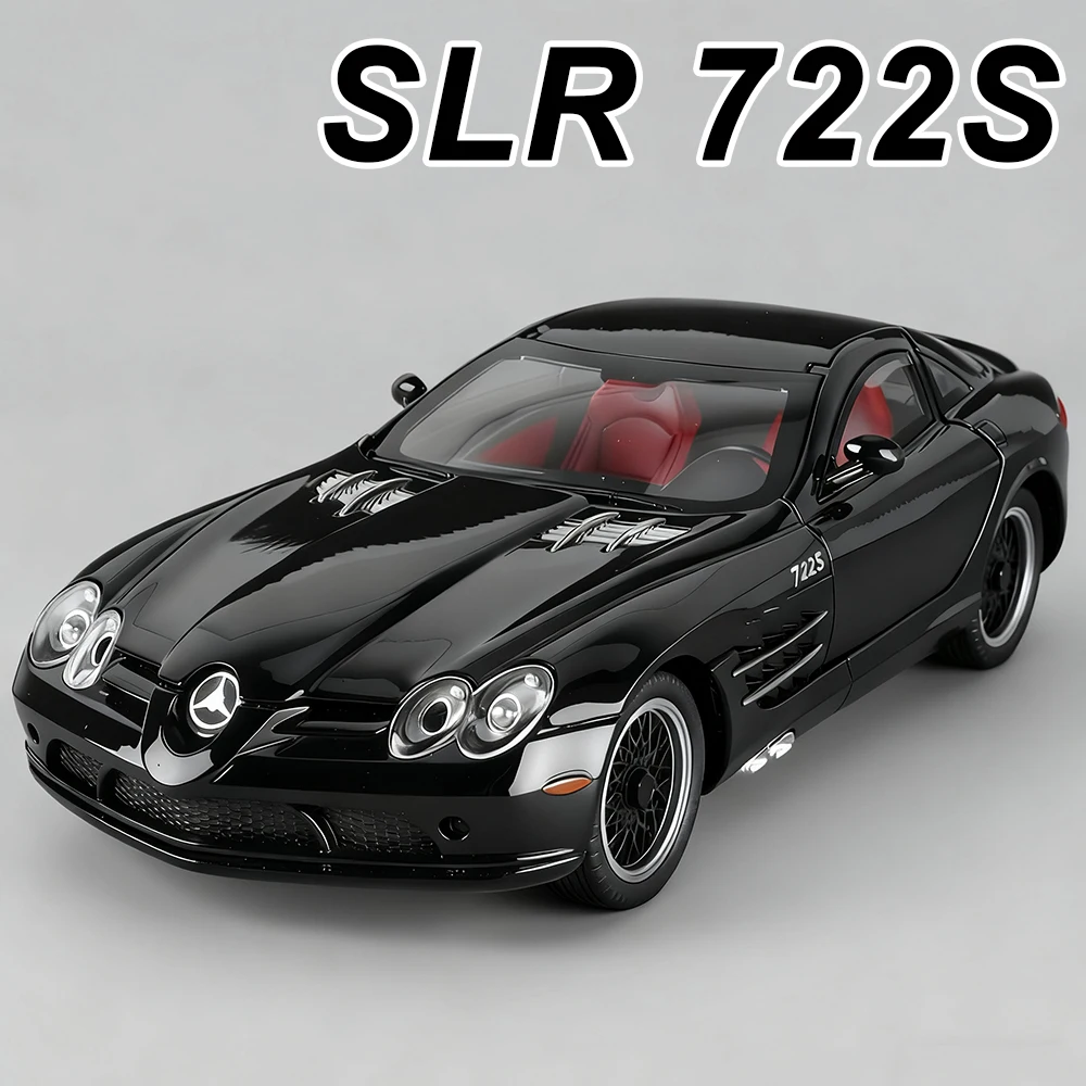 1:24 SLR 722S Vision GT modelo de coche aleación Diecast juguetes rueda delantera dirección sonido luz tirar hacia atrás coches en miniatura adornos de moda