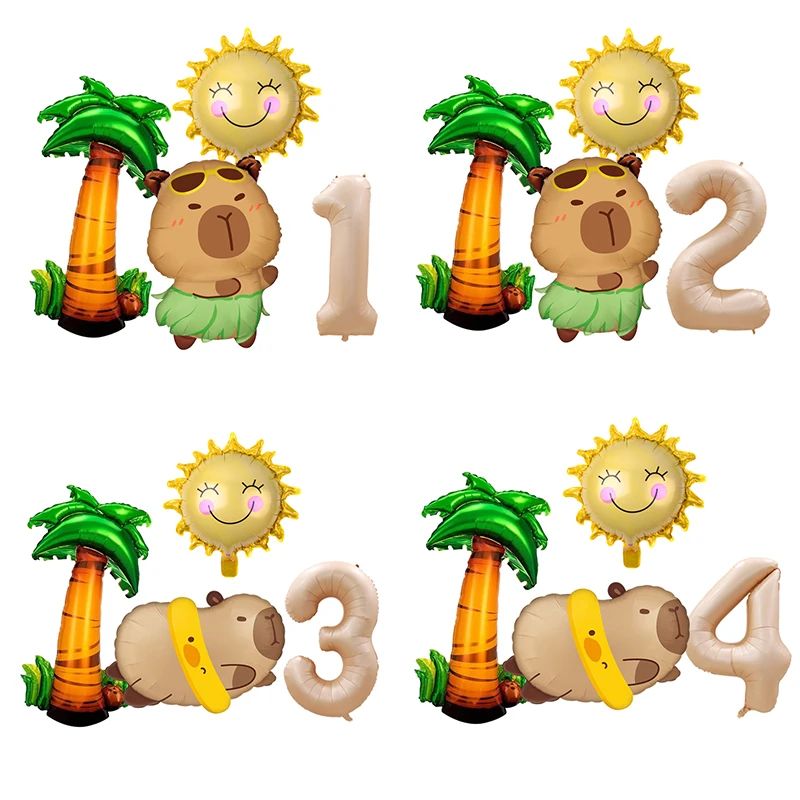 Cartoon Capybara Thema Ballon Set Tier Kinder Geburtstag Party Dekore Karamell Folie Anzahl Baby Dusche Globos Geschenk Spielzeug