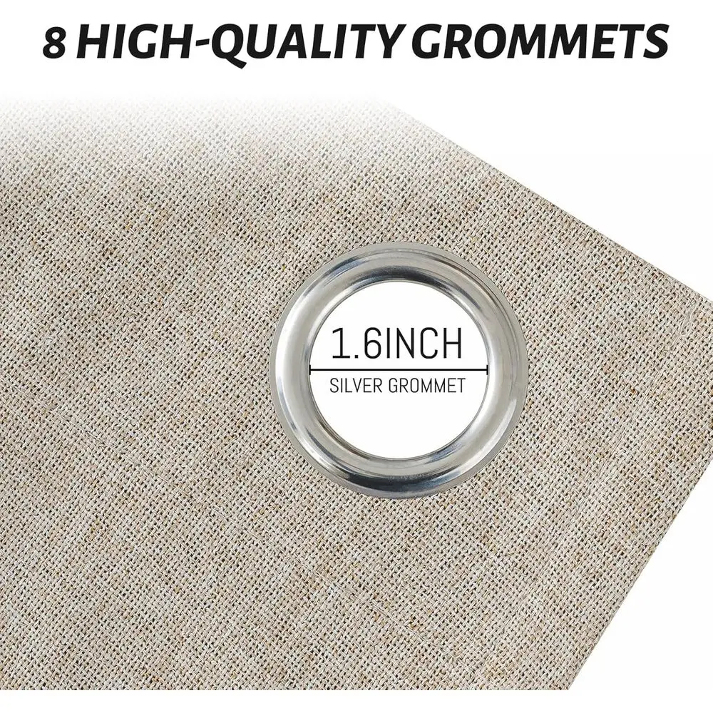 ผ้าม่านลินินกันแสง 100% 96 ผืน พร้อมซับในสีขาวอมเทา แผงฉนวนกันความร้อนแบบมีเท็กซ์เจอร์ สำหรับห้องนั่งเล่นและห้องนอน