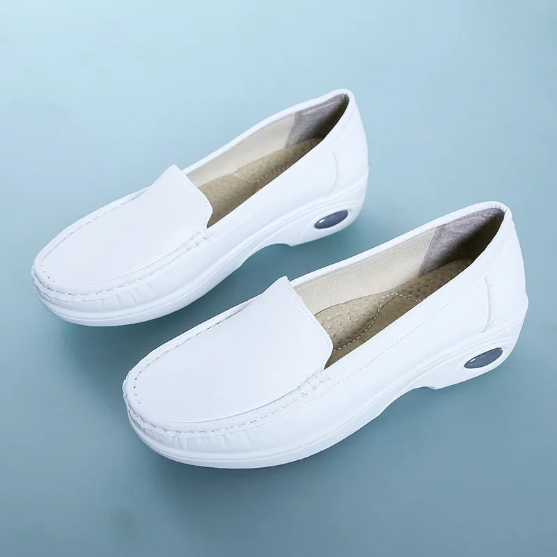 

Women's fashion leather Pumps shoes mother Slip On casual single shoes Women Breathable Shoes Female Platform Nurse Work Shoes