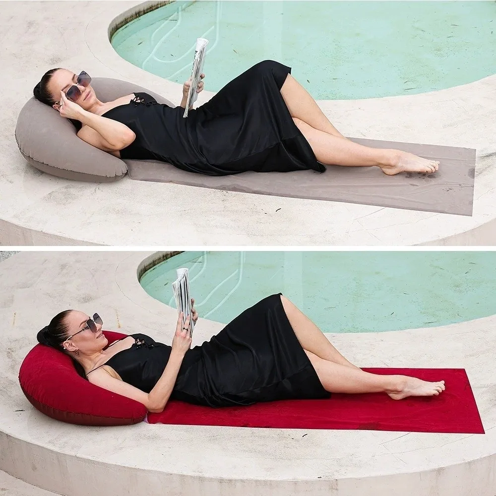 Beach Chair PVC Inflatable Beach Mat Portable Design Foldable Grass Cushion Moisture Proof Convenient Beach Sleeping Mat Travel