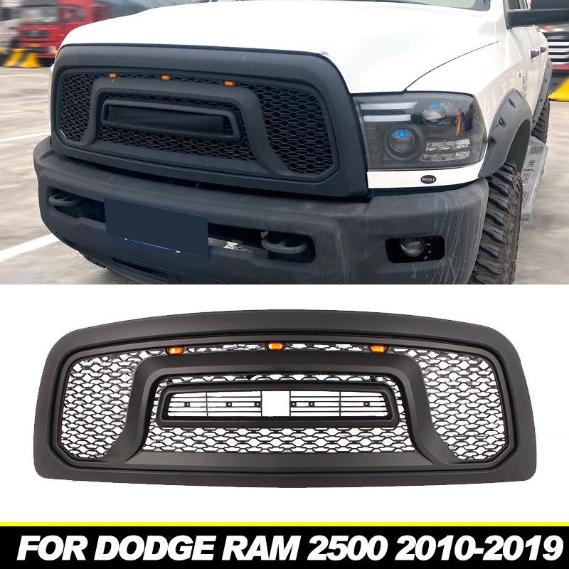 Auto Parts Grill With Led Lights Front Bumper Grille Modification Accessories Decoration For DODGE RAM 2500-3500 2010-2019