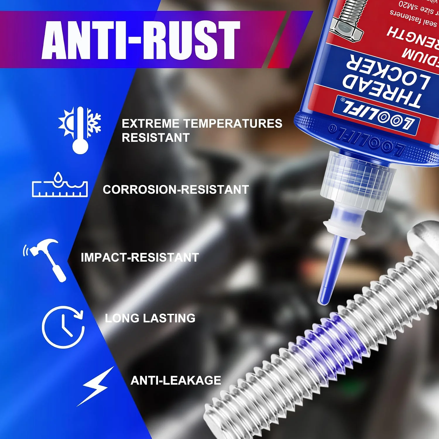 243 271 50ML Screw Glue Threadlocker Agent Anaerobic Adhesive Anti-Loosening   Anti-Vibration For Metal Bolt Nut Fastener Fixing