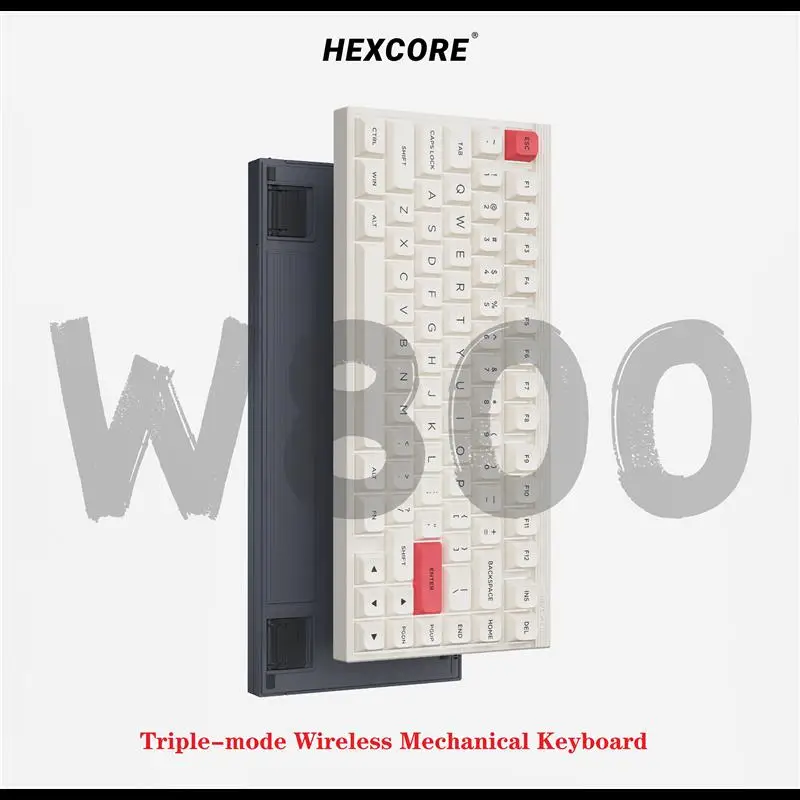 HEXCORE W800 Bluetooth 5.3 RGB Triple-Mode Hot-Swappable Wireless Custom Mechanical Backlit Keyboard Gateron Red Brown Switch