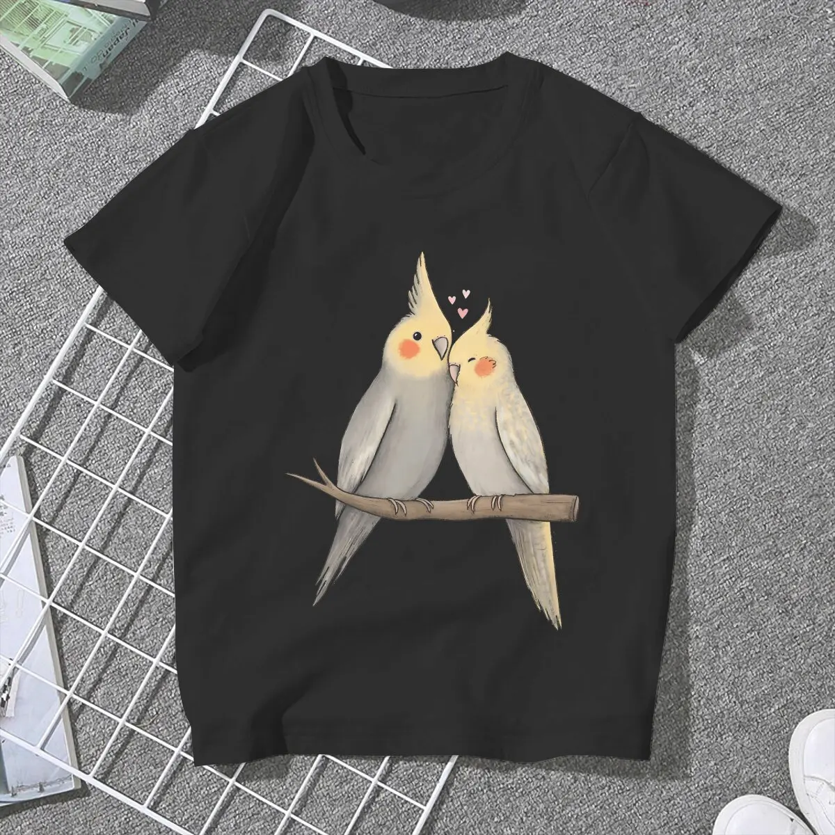 Cockatiel Cuddle TShirt For Girls Parrot Birds Pet Y2k Tees Harajuku Ladies Polyester T Shirt Soft Graphic